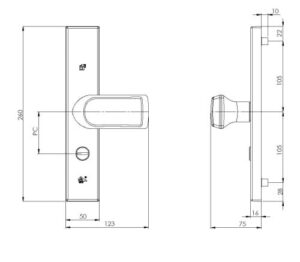 S2 VHB 2900 rechthoekig kerntrek 50mm buitenschild met duwer PC72 F1 L/R SKG*** - Afbeelding 2