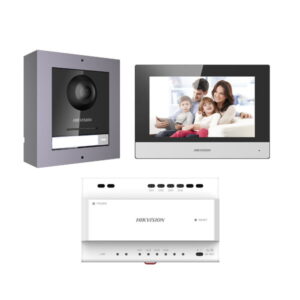 Hikvision Video intercom 2 Draads set DS-KIS702 incl. Video Audio Distributor, DS-KD8003-IME2/Surface Buitenpost en DS-KH6320-WTE2 binnenpost – 10% korting