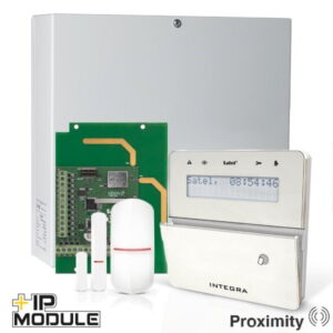 INTEGRA 32 RF pack met zilver INT-KLFR proximity LCD bediendeel, IP module, RF module, draadloze multifunctionele detector en PIR – 10% korting