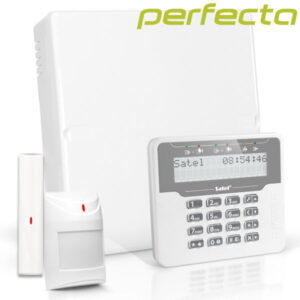 PERFECTA 32-WRL pack met wit bekabeld LCD bediendeel, draadloos magneetcontact en draadloze PIR
