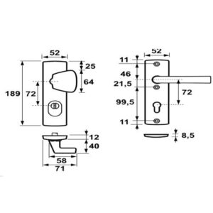AXA 6675-51-29/55K Veiligheidsbeslag Kort S-Knop/Kruk PC55 kerntrek Inox SKG*** - Afbeelding 3