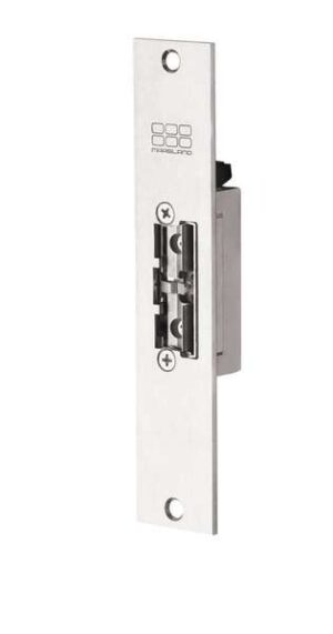 Deuropener ruststr.Smal, sgd korte brede plaat, 12V DC met sign.