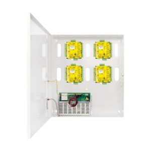 Behuizing met 10A geschakelde voeding met 4 Paxton Net2 deurcontrollers