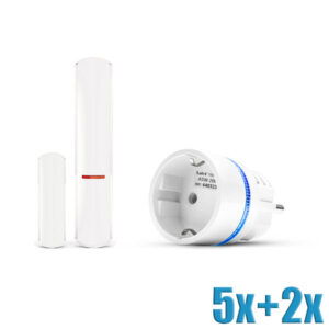 Pack - 5 stuks AXD-200 / Multipurpose Detector, wit en 2 stuks ASW-200 F  / Smart Plug, wit