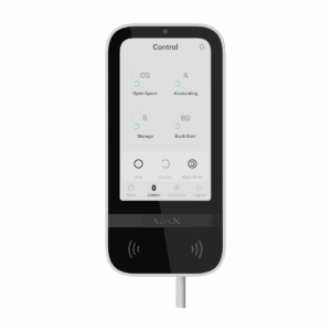 Ajax Superior KeyPad TouchScreen Fibra wit, bekabeld 5" touchscreen bediendeel met DESFire en BLE kaartlezer