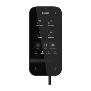 Ajax Superior KeyPad TouchScreen Fibra zwart, bekabeld 5" touchscreen bediendeel met DESFire en BLE kaartlezer