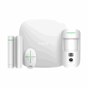 Ajax Starterkit Cam Plus wit, Hub 2 Plus Jeweller met IP, 4G en Wi-Fi, draadloos magneetcontact, pircam en handzender