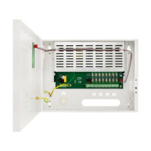 HPSDC-12V8X1A Voeding in metalen behuizing 12VDC/7Amp met 8x 1A gezekerde uitgangen