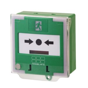 Maasland 330PGL resetbare handmelder groen met LED, buzzer, afdekraam en resetsleutel