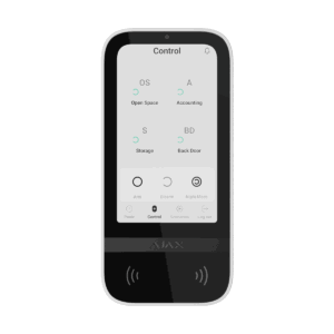 Ajax KeyPad TouchScreen Jeweller wit, draadloos 5" touchscreen bediendeel met DESFire en BLE kaartlezer