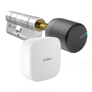 Starterkit Tedee PRO Slim Deurslot zwart, Bridge en M&C modulaire cilinder