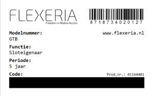prepaid code voor beheer als sloteigenaar (voor 5 jaar en per Flexeria product)
